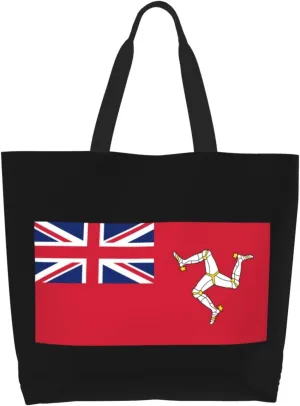 Civil Ensign of The Isle of Man Flag Canvas Tote Bags for Women, Ladies Shoulder Handbags Large Purse Lightweight Foldable Reusable Shopping Bag with Pockets for Work, Travel, 15.7x19.7in
