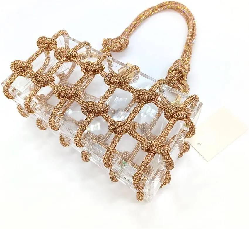 Clear Acrylic Bag Rhinestone Acrylic Clutch Crystal Evening Purses for Women Glitter Handbag for Wedding Cocktail Party Prom