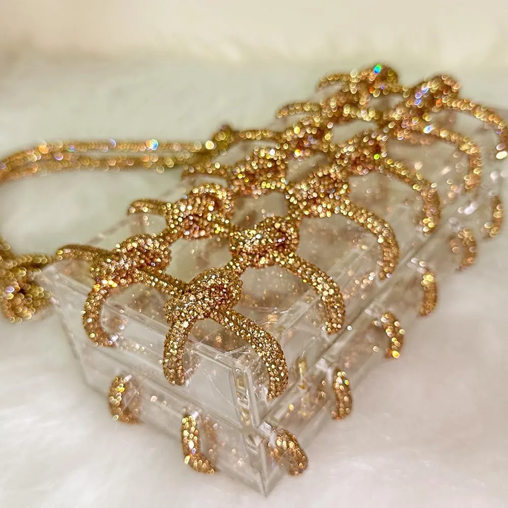 Clear Acrylic Bag Rhinestone Acrylic Clutch Crystal Evening Purses for Women Glitter Handbag for Wedding Cocktail Party Prom