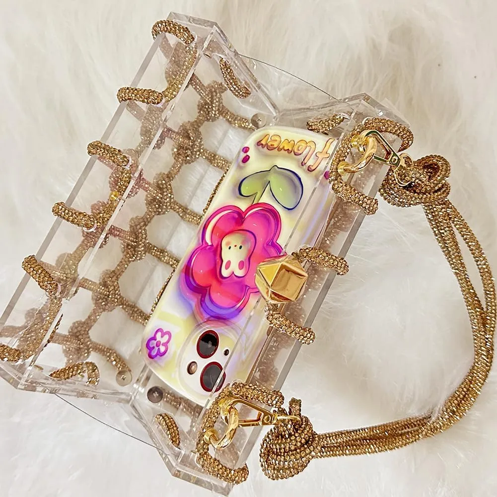 Clear Acrylic Bag Rhinestone Acrylic Clutch Crystal Evening Purses for Women Glitter Handbag for Wedding Cocktail Party Prom