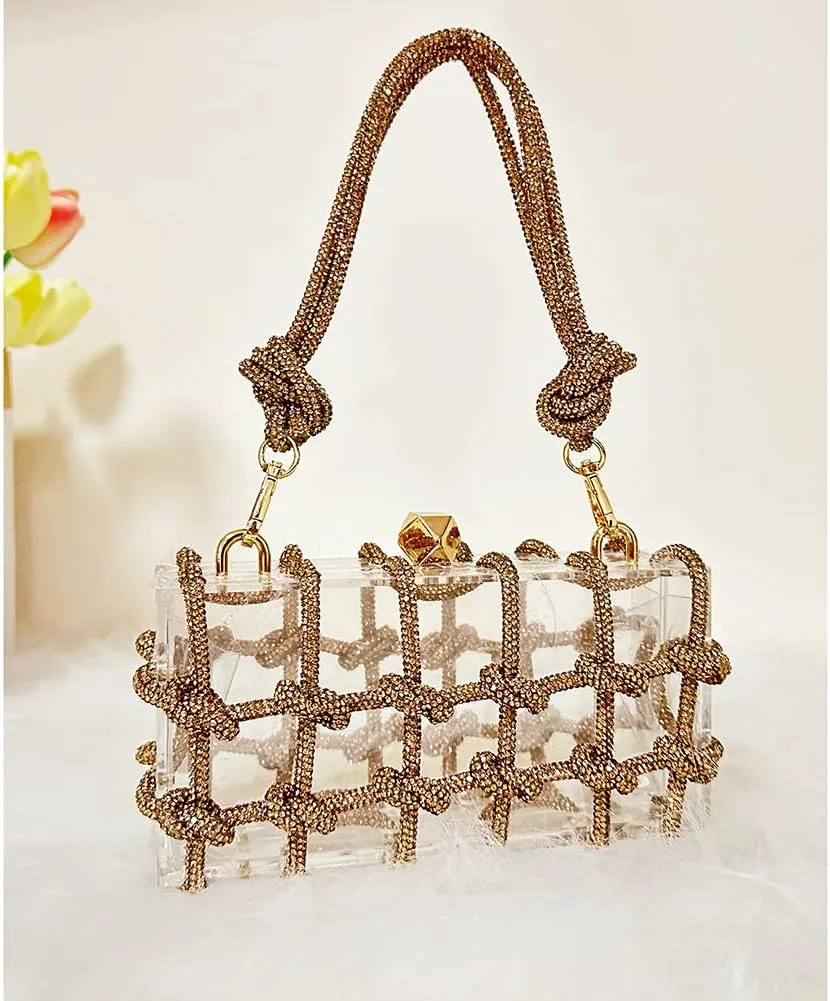 Clear Acrylic Bag Rhinestone Acrylic Clutch Crystal Evening Purses for Women Glitter Handbag for Wedding Cocktail Party Prom