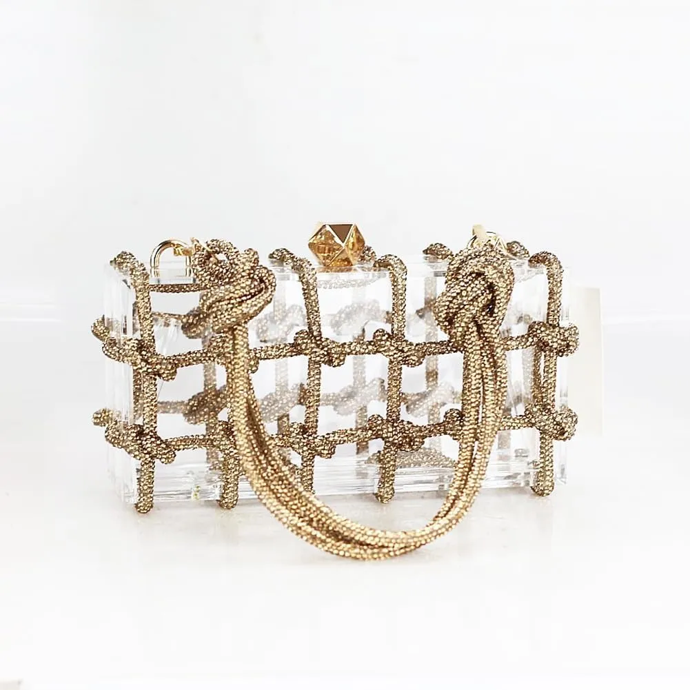 Clear Acrylic Bag Rhinestone Acrylic Clutch Crystal Evening Purses for Women Glitter Handbag for Wedding Cocktail Party Prom