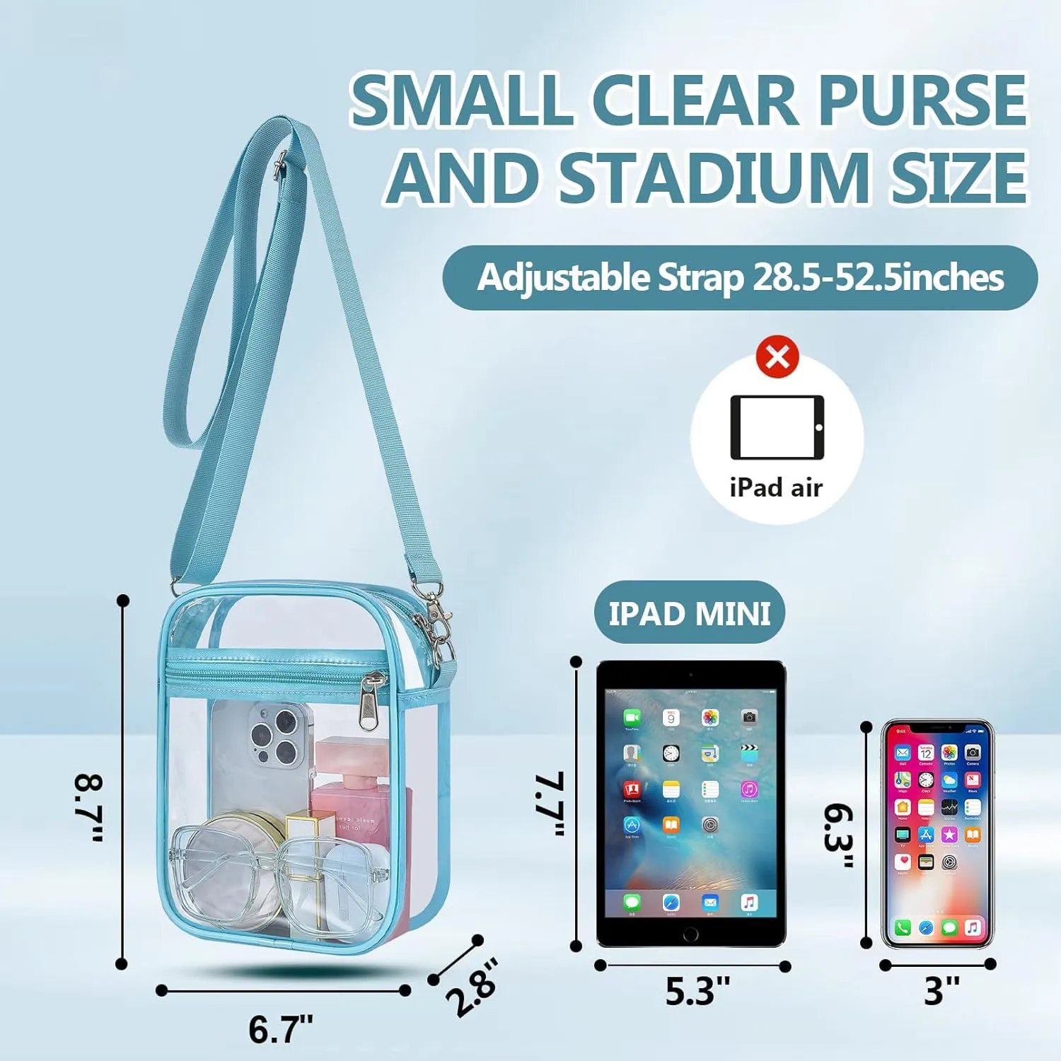 Clear Bag for Stadium Events - Small Purse, Mini Sport Fan Handbag for Concert, Work, Travel