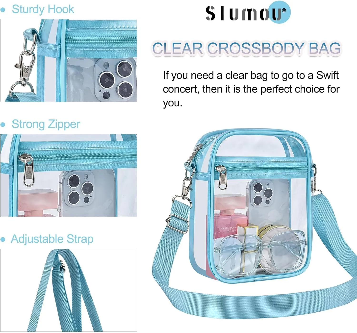 Clear Bag for Stadium Events - Small Purse, Mini Sport Fan Handbag for Concert, Work, Travel