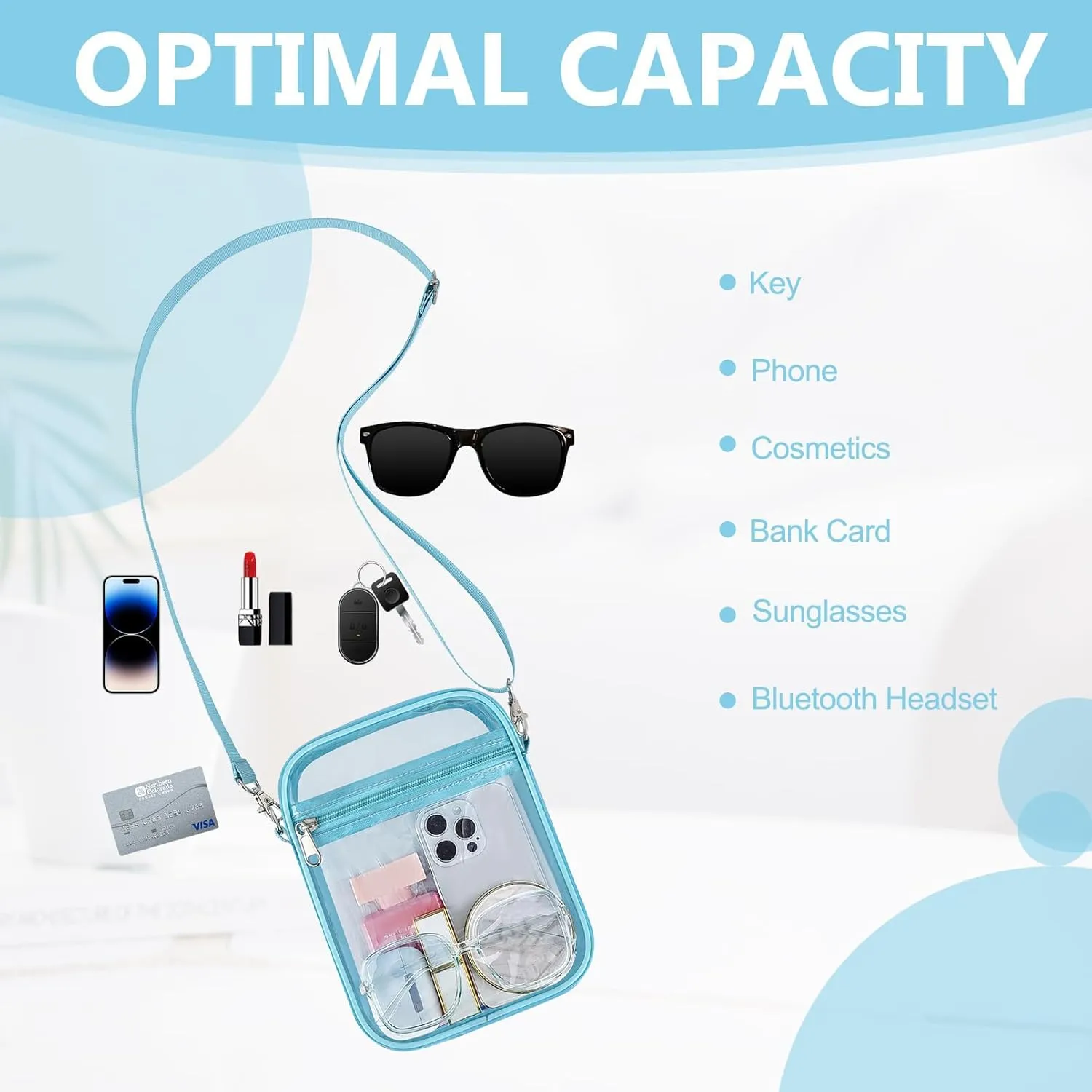 Clear Bag for Stadium Events - Small Purse, Mini Sport Fan Handbag for Concert, Work, Travel