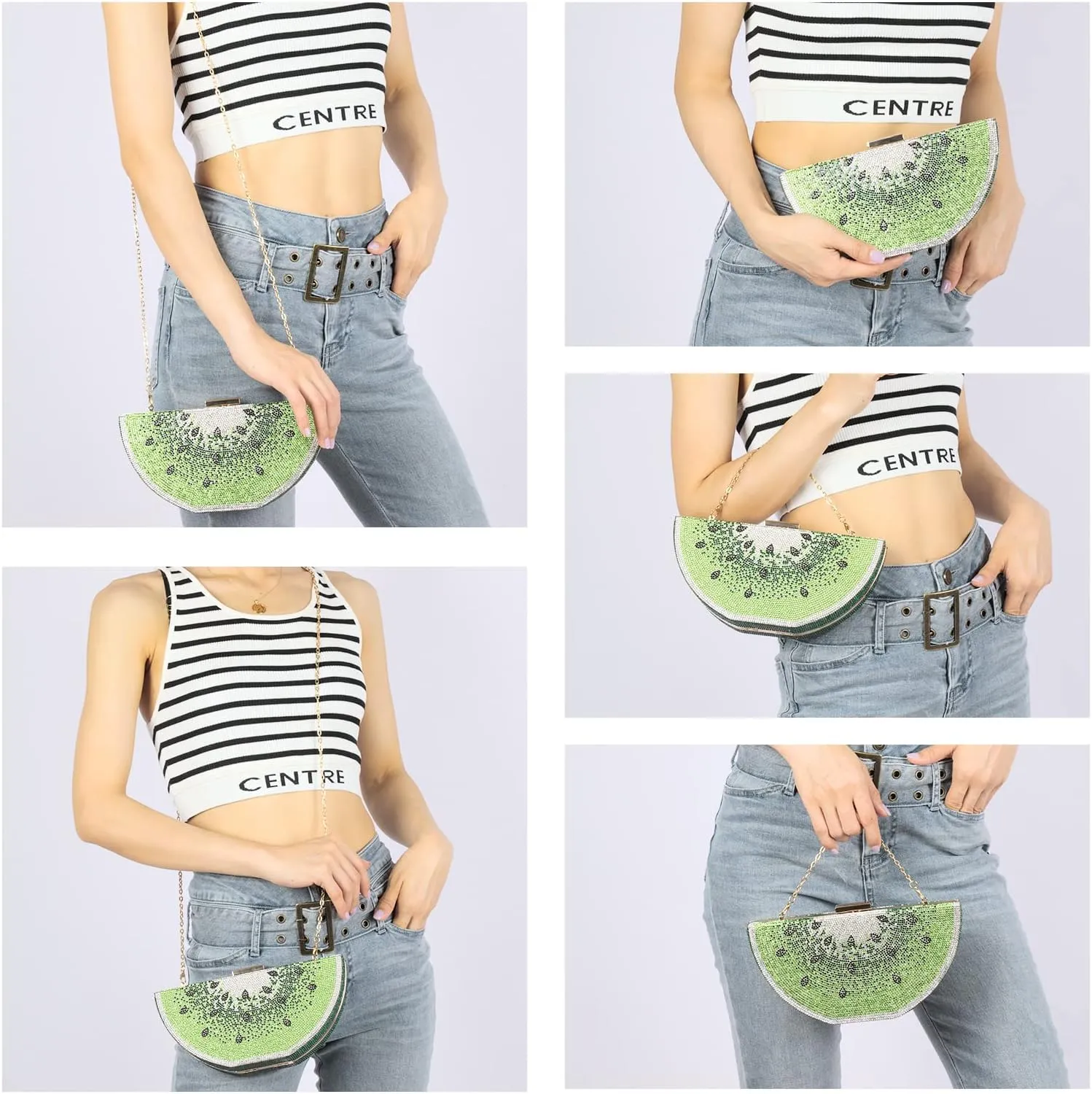 Clutch Purse for Women, Crystal Evening Bag, Watermelon Shape Handbag, Rhinestone Money Hand Bag