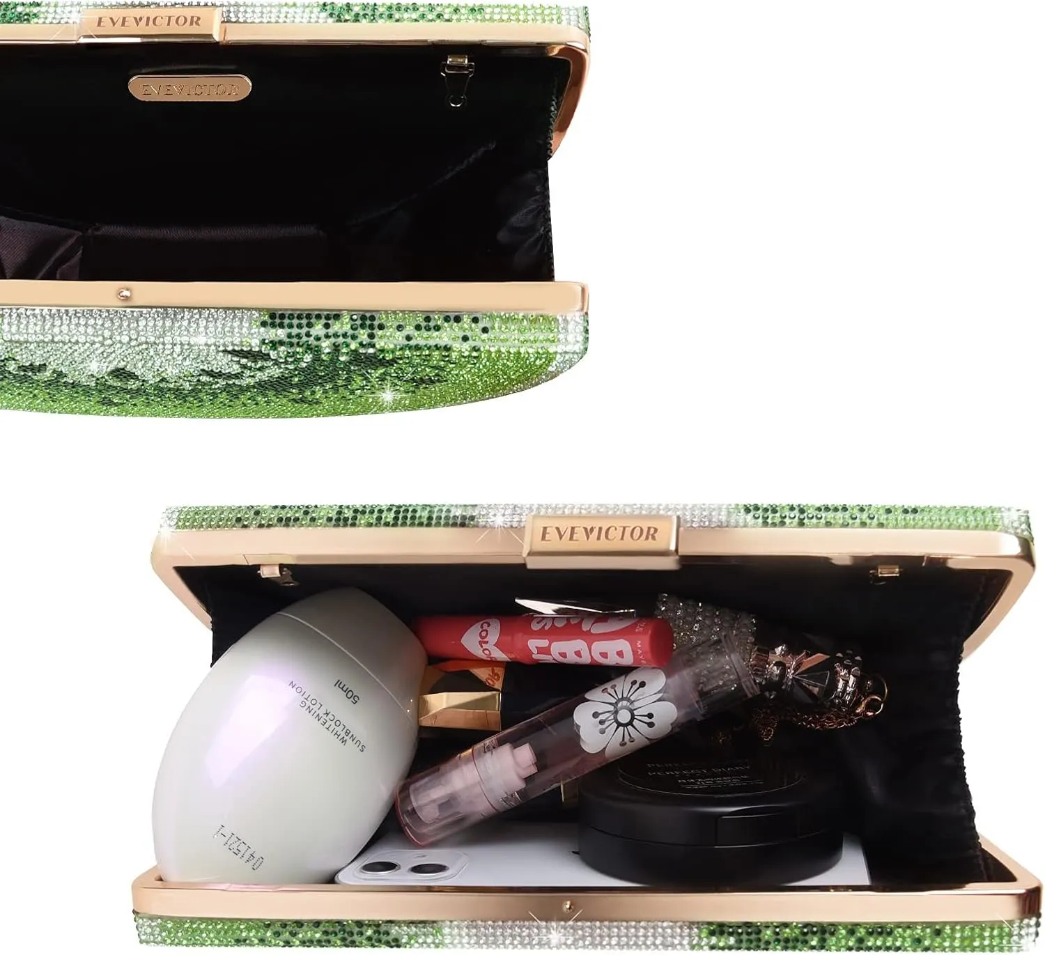 Clutch Purse for Women, Crystal Evening Bag, Watermelon Shape Handbag, Rhinestone Money Hand Bag