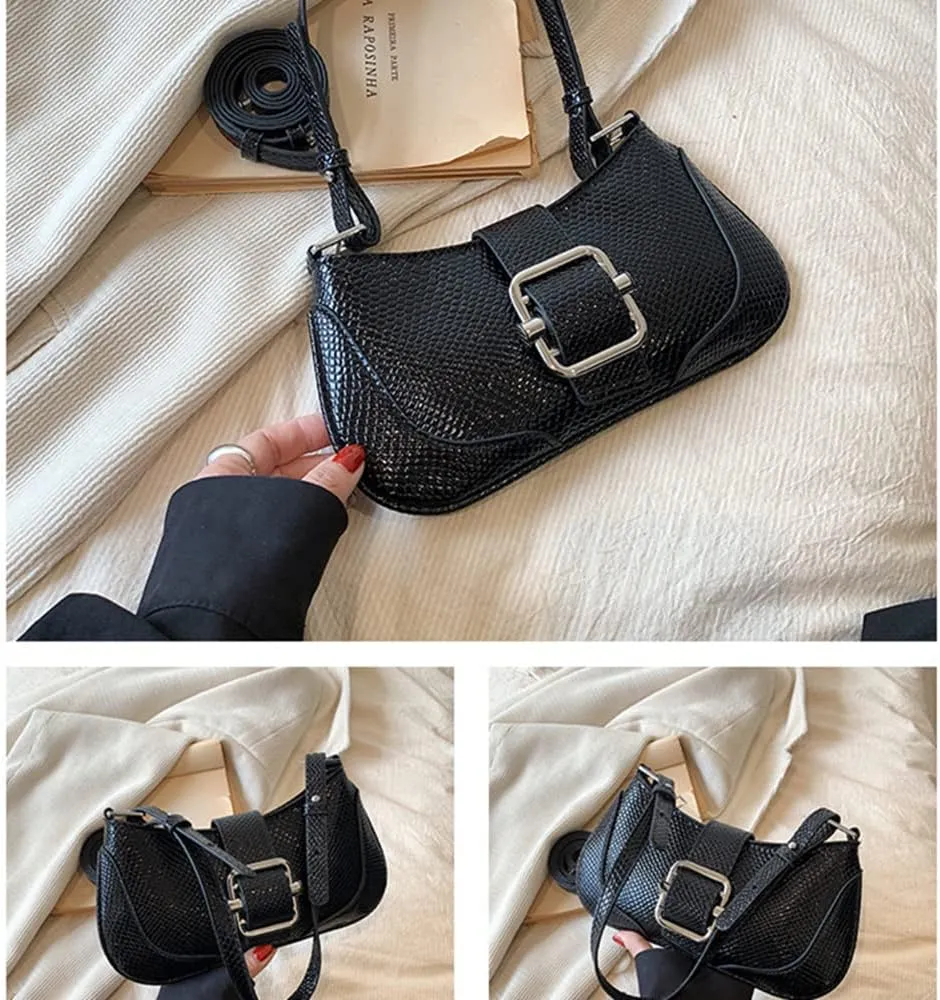 Clutch Tote Handbags with 2 Removable Straps and PU Cute Snakeskin Crossbody Bags Shoulder Purse Handbag for Women