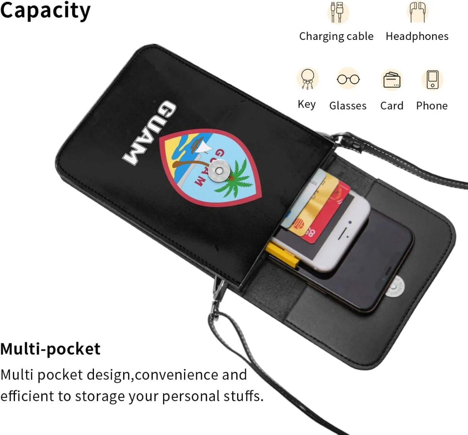 Coat of Arms of Iceland Icelander Emblem Small Crossbody Purse Cell Phone Bag for Women
