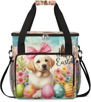 Coffee Maker Carring Bag Easter Dog Eggs Travel Carrying Storage Tote Bag Compatible with Keurig K-Mini or K-Mini Plus Portable Single Serve Coffee Brewer Case with Pockets for K-cup Pods