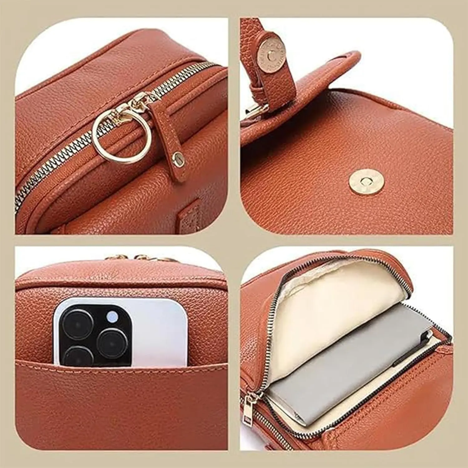 Collaborate Crossbody Leather Bag, Urvashi Crossbody Bag for Women, Comebybuy Purse Vintage Mini Messenger Bag
