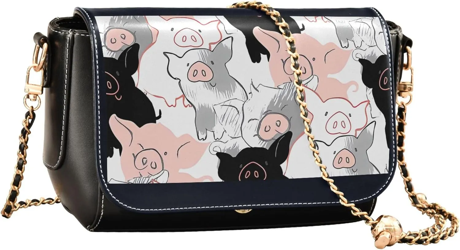 Colorful Shoulder Leather Bags, Tropical Flamingos Zebra Crossbody Purses for Women Fashion Handbag with Chain Strap