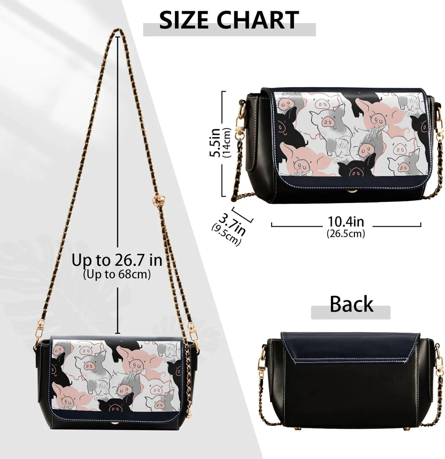 Colorful Shoulder Leather Bags, Tropical Flamingos Zebra Crossbody Purses for Women Fashion Handbag with Chain Strap