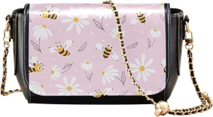 Colorful Shoulder Leather Bags, Tropical Flamingos Zebra Crossbody Purses for Women Fashion Handbag with Chain Strap