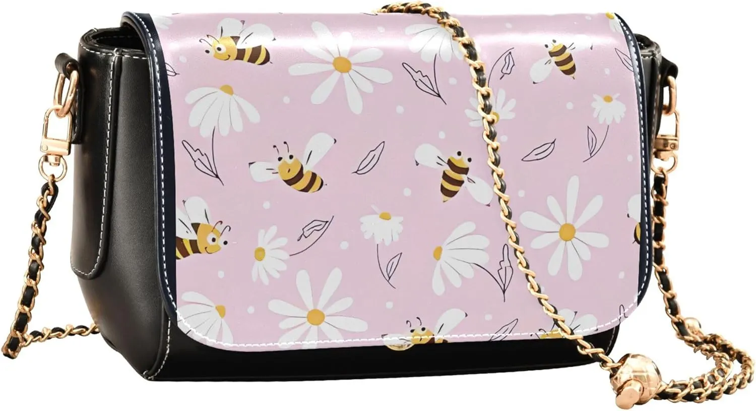 Colorful Shoulder Leather Bags, Tropical Flamingos Zebra Crossbody Purses for Women Fashion Handbag with Chain Strap