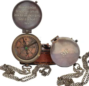 Compass with Famous Scripture Quote Engraved Baptism Gifts with Leather Case Loved Ones, Son, Father, Husband, Valentines Day, Christmas Day Gifts