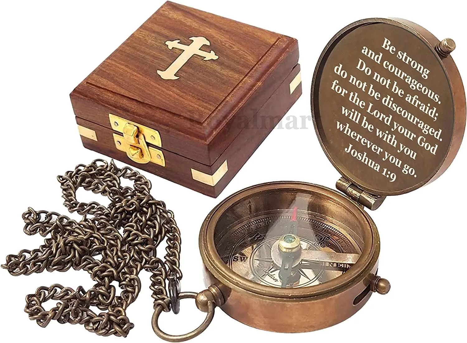 Compass with Famous Scripture Quote Engraved Baptism Gifts with Leather Case Loved Ones, Son, Father, Husband, Valentines Day, Christmas Day Gifts