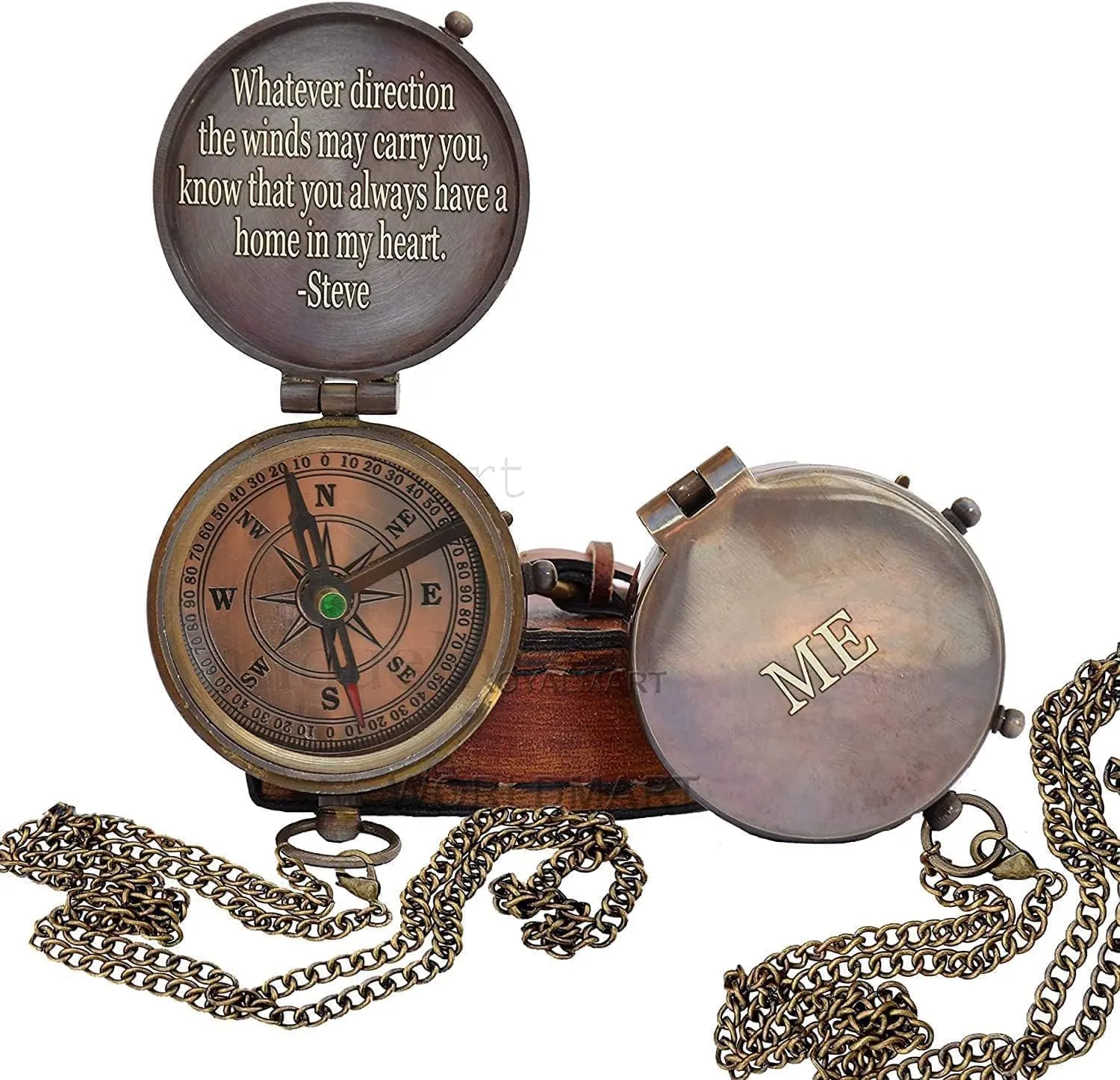 Compass with Famous Scripture Quote Engraved Baptism Gifts with Leather Case Loved Ones, Son, Father, Husband, Valentines Day, Christmas Day Gifts