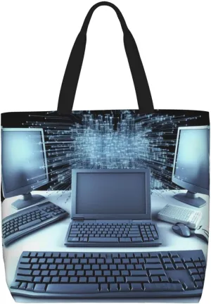 Computers and internet Tote Bag for Women Hobo Handbags with Zipper Large Shoulder Bag Shopping Bags Travel Purse