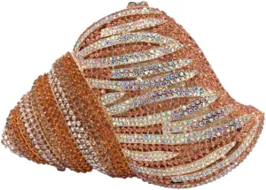 Conch Rhinestone Evening Clutch Bag for Women Novelty Crystal Clutch Purse Wedding Cocktail Party Shiny Handbag Purse