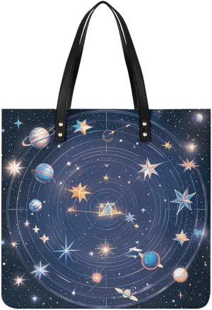 Constellations Cosmic Galaxies Large Leather Handbags Women Fashion Handbag Multifunctional Travel Bag It Is A Great Gift for Mothers, Teachers, Friends, Bridesmaids