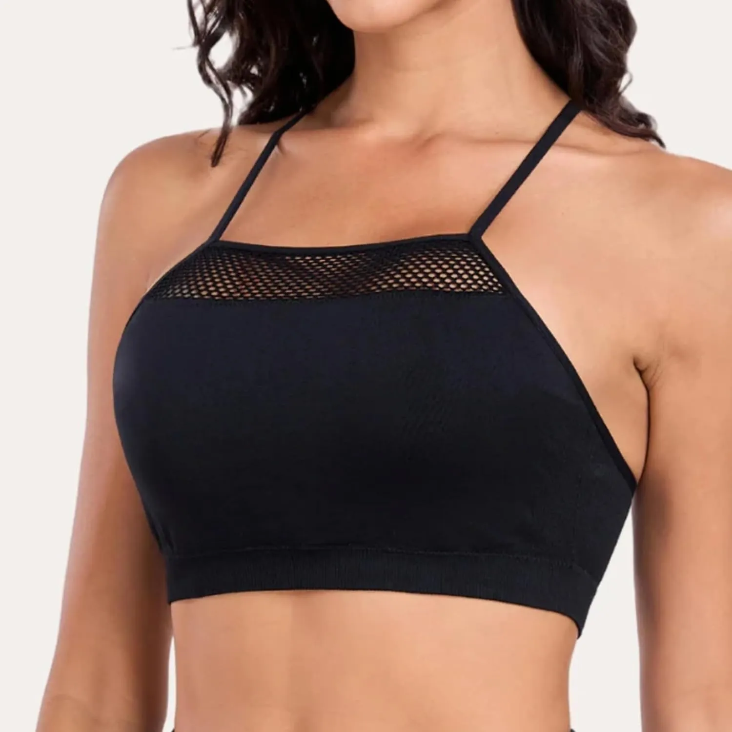 Coobie Women's Wireless Breeze Mesh Comfortable Racerback Bra 9170, No Underwire Seamless Push Up Everyday Bras