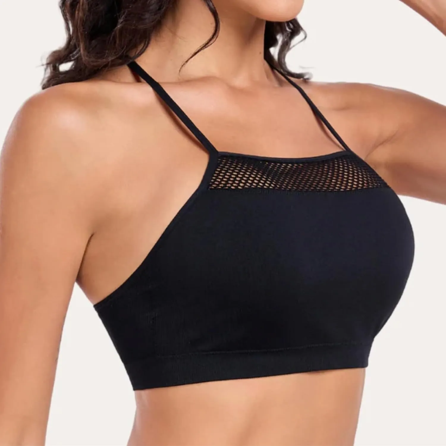 Coobie Women's Wireless Breeze Mesh Comfortable Racerback Bra 9170, No Underwire Seamless Push Up Everyday Bras
