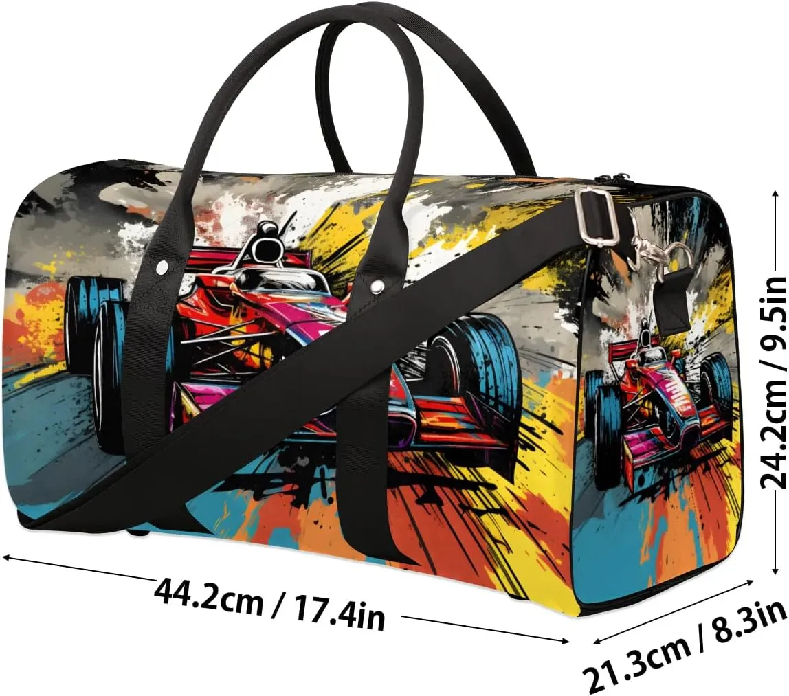 Cool Sports Car Travel Duffel Bag for Women Men Waterproof Foldable Overnight Weekender Bag Large Capacity Sports Gym Bag