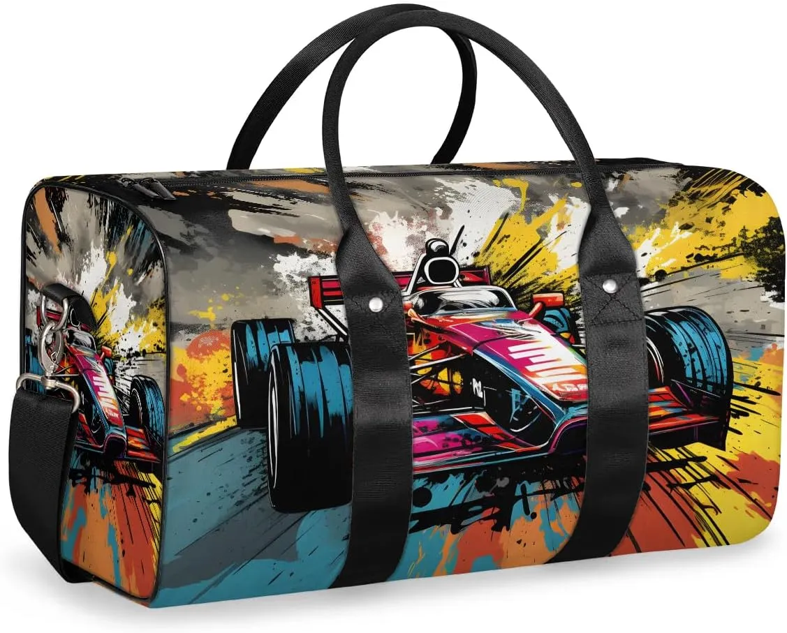 Cool Sports Car Travel Duffel Bag for Women Men Waterproof Foldable Overnight Weekender Bag Large Capacity Sports Gym Bag