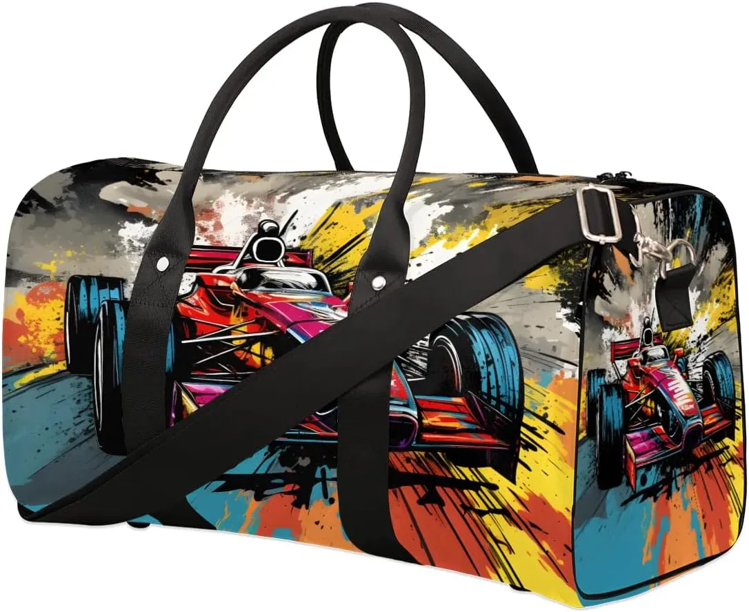 Cool Sports Car Travel Duffel Bag for Women Men Waterproof Foldable Overnight Weekender Bag Large Capacity Sports Gym Bag