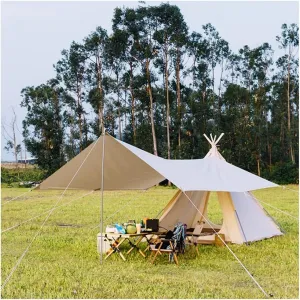 Cotton Camping Pyramid Tent with Canopy, Can Accommodate 3~4 People in Tent, Waterproof Sun Protection Tent with Canopy, Suitable for Family Picnic Camping