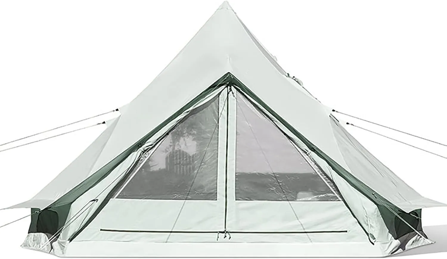 Cotton Canvas Family Camping Tent, 3-4 Person Camping Tent Automatic 60s, Large Space Tower Bell Tent, Waterproof Teepee Pyramid Tent for Hiking Backpacking Picnic (Green)