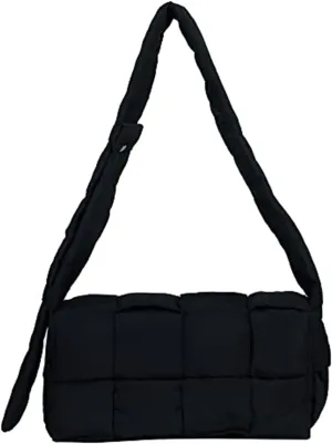 Cotton Padded Cassette Crossbody Bag Puffer Woven Shoulder Bag Puffy Down Knitting Handbag Nylon Y2k Trendy Purse