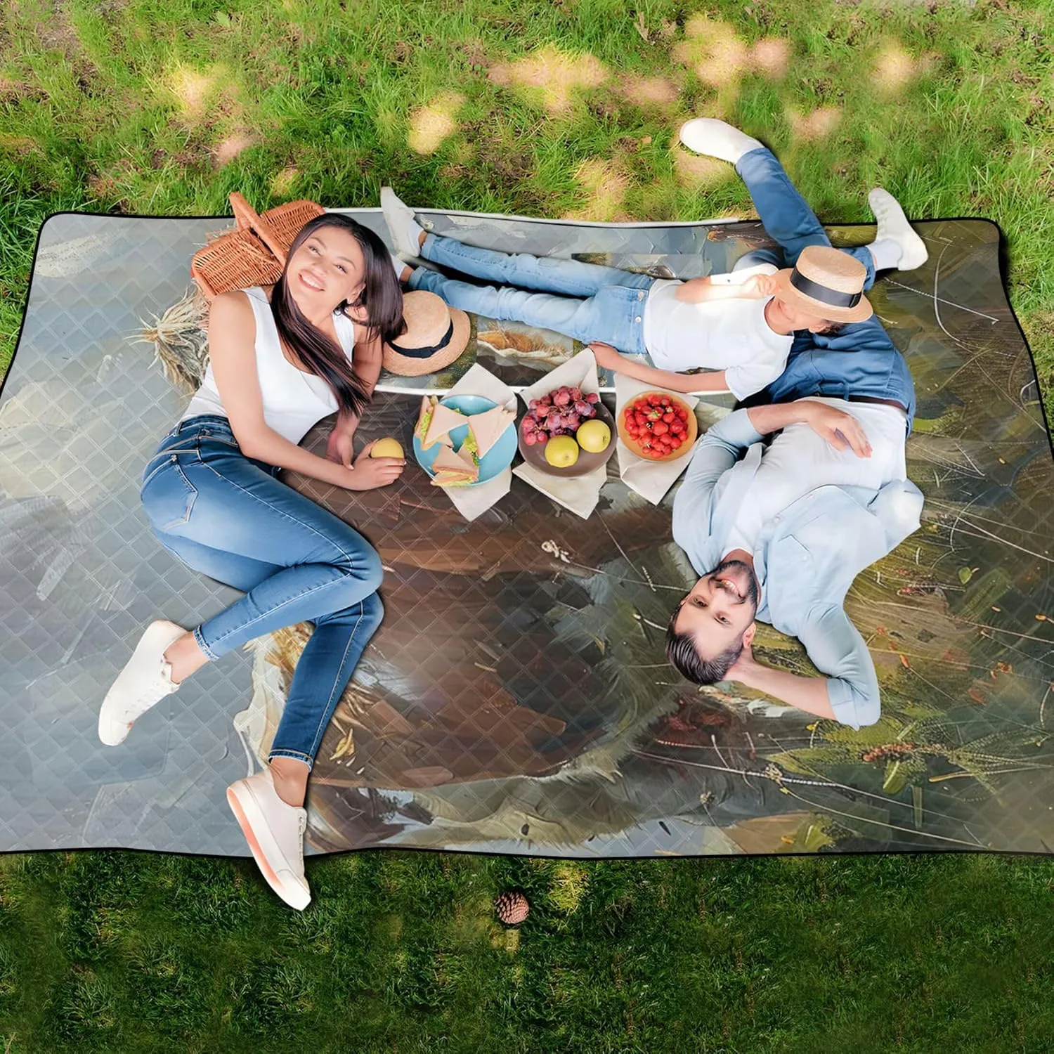 Cow Grass Cattle Painting no Sand Beach Blanket Waterproof Large Mat Picnic Blanket Cute Print Camping Blanket for Grass 80" x 60"