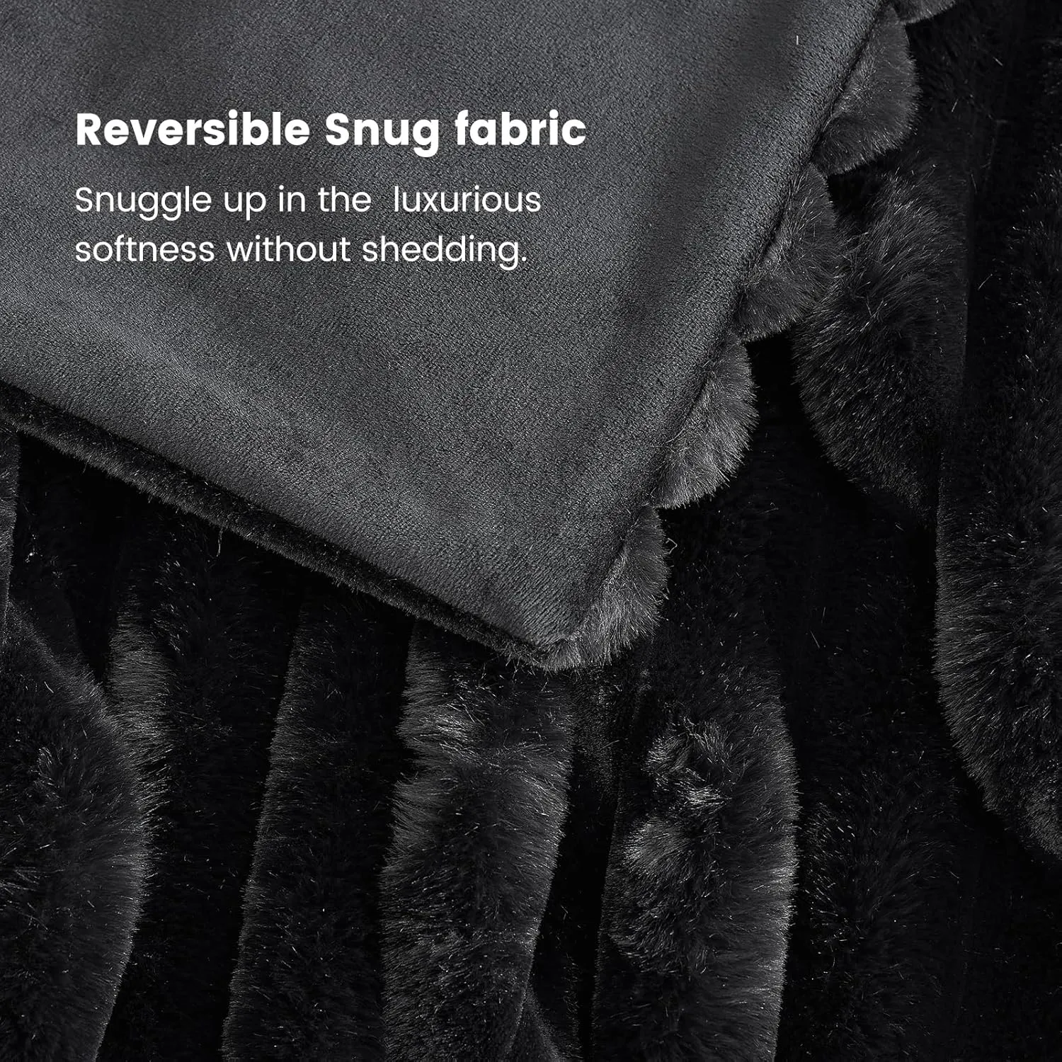 Cozy Bliss Faux Fur Throw Blanket for Couch, Cozy Warm Plush Striped Blanket for Sofa Bedroom Living Room,50 * 60 Inches Black
