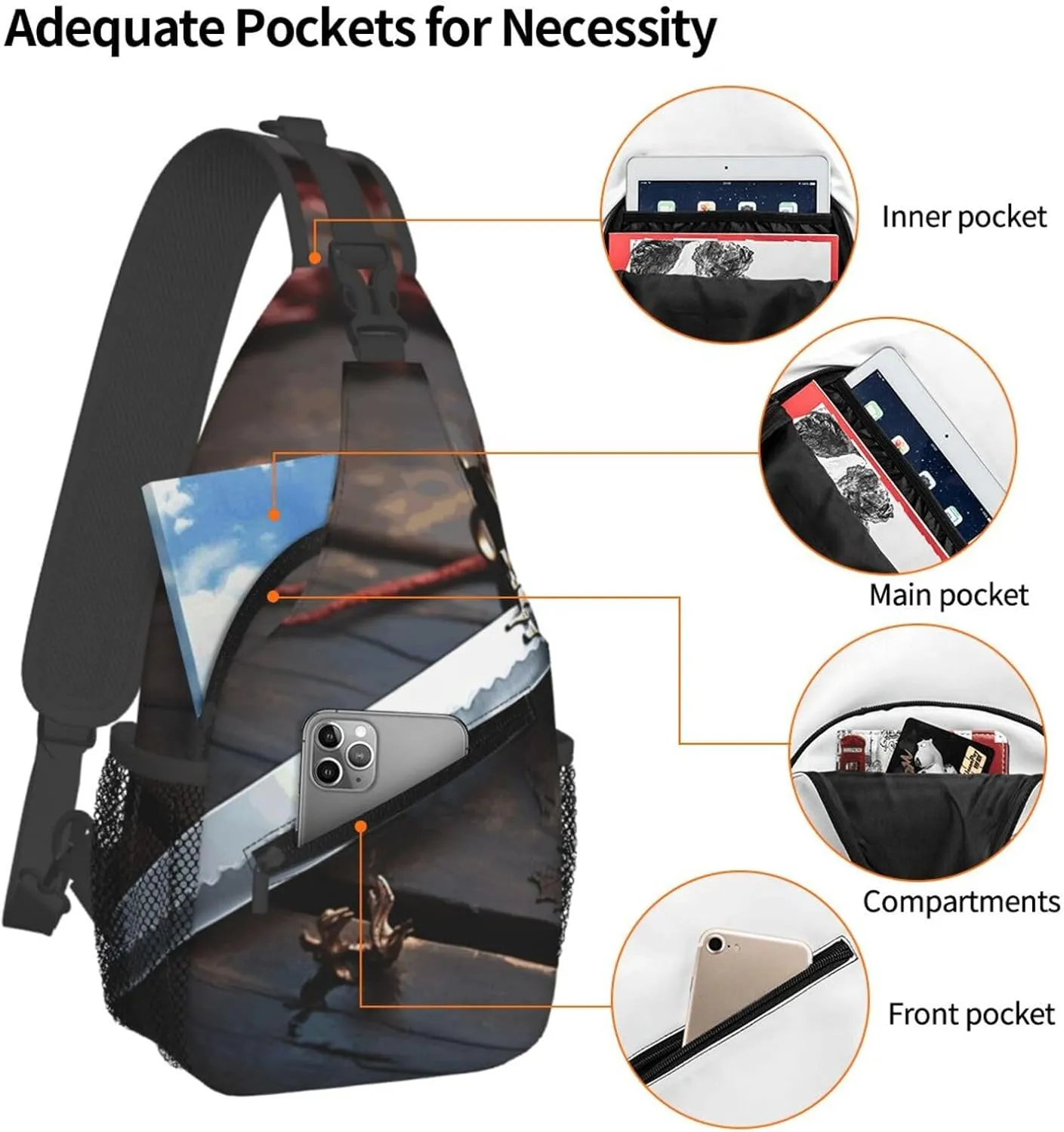 Cross Chest Bag Diagonally Sling Backpack Crossbody Shoulder Bag Labrador Sling Bag Travel Hiking Daypack