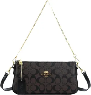Crossbody Bag for Women Crescent Shape Zipper Closure with Gold Chain