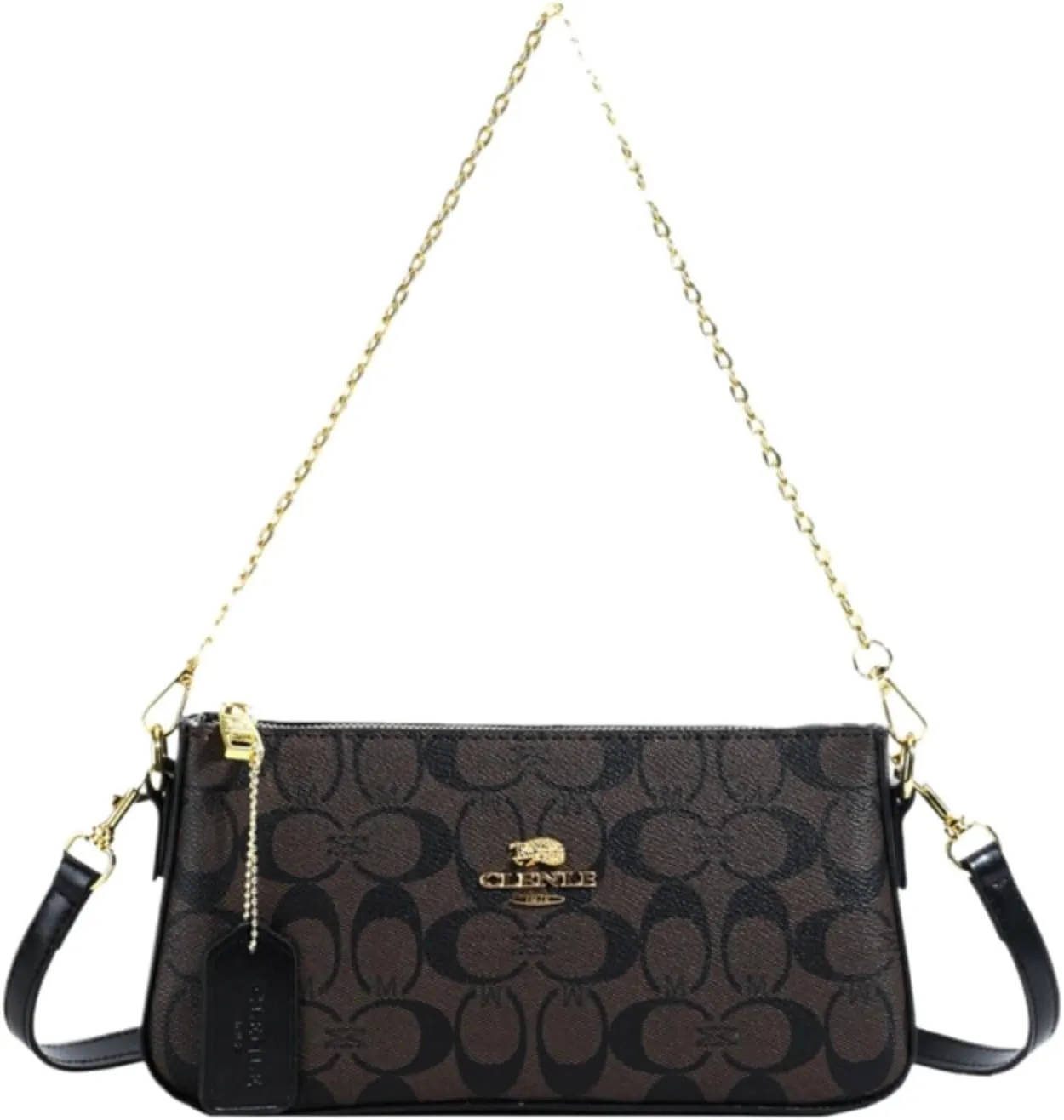 Crossbody Bag for Women Crescent Shape Zipper Closure with Gold Chain