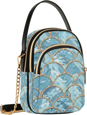 Crossbody Bag for Women, Marble in Japanese Style Phone Purse Detachable Chain Bag Shoulder Handbag Wallet