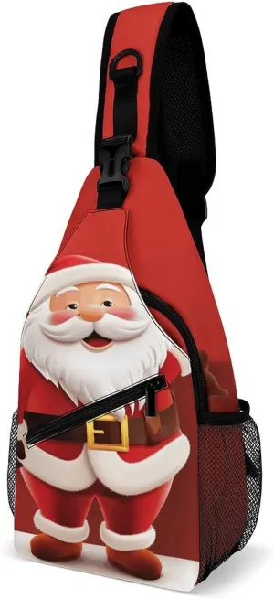 Crossbody Bag for Women Men Chest Bag Cartoon Santa Claus Sling Bag Crossbody Shoulder Bag Sling Backpack