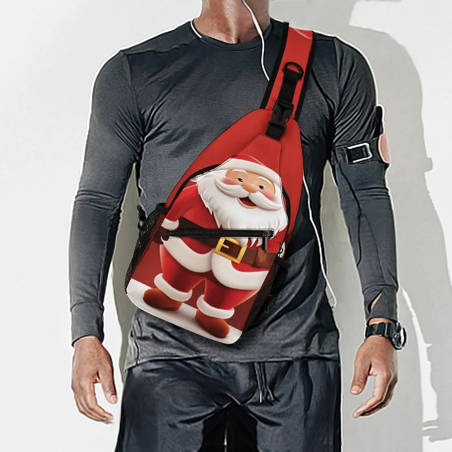 Crossbody Bag for Women Men Chest Bag Cartoon Santa Claus Sling Bag Crossbody Shoulder Bag Sling Backpack