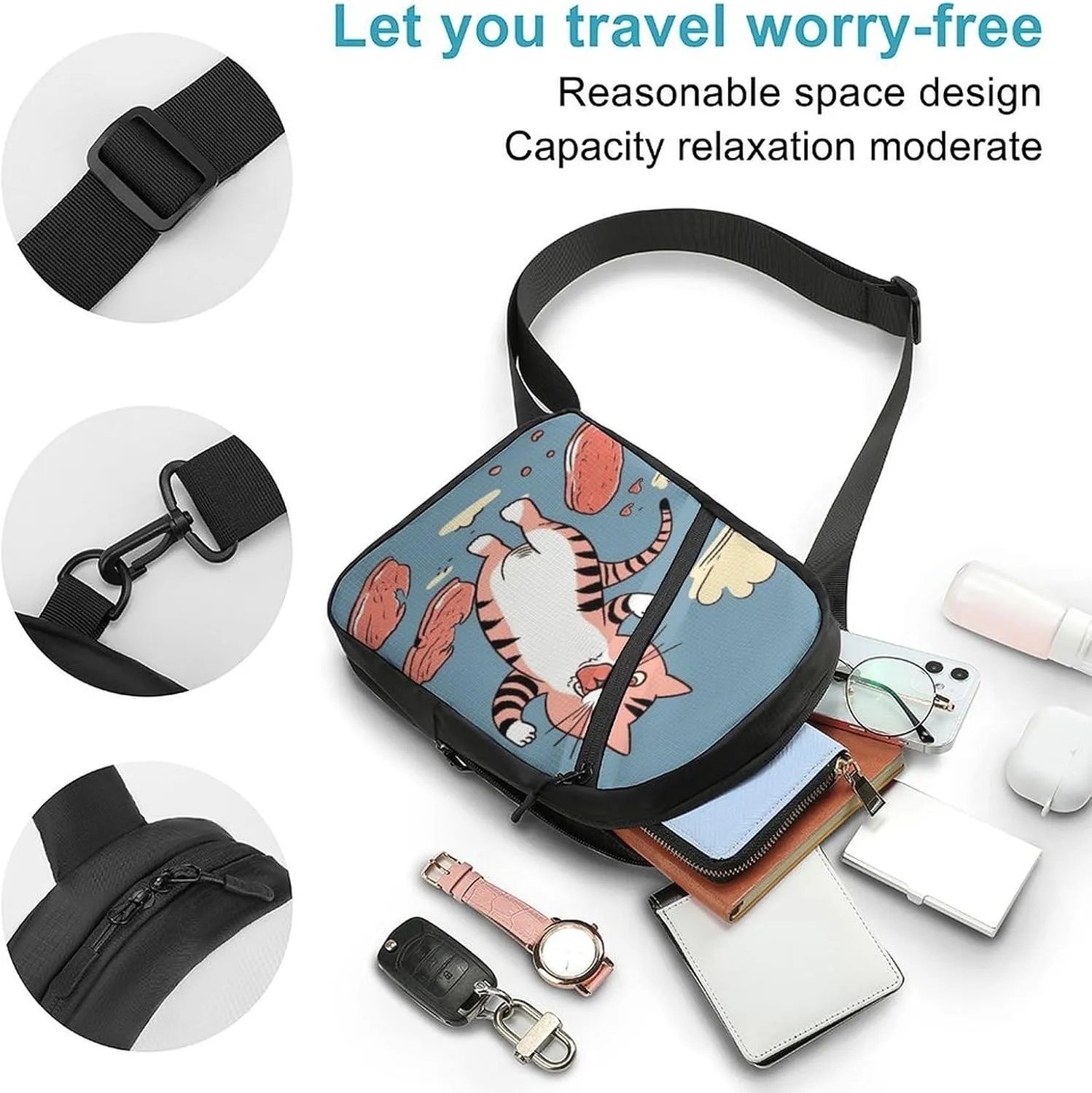 Crossbody Bag for Women Men Chest Bag Cartoon Santa Claus Sling Bag Crossbody Shoulder Bag Sling Backpack