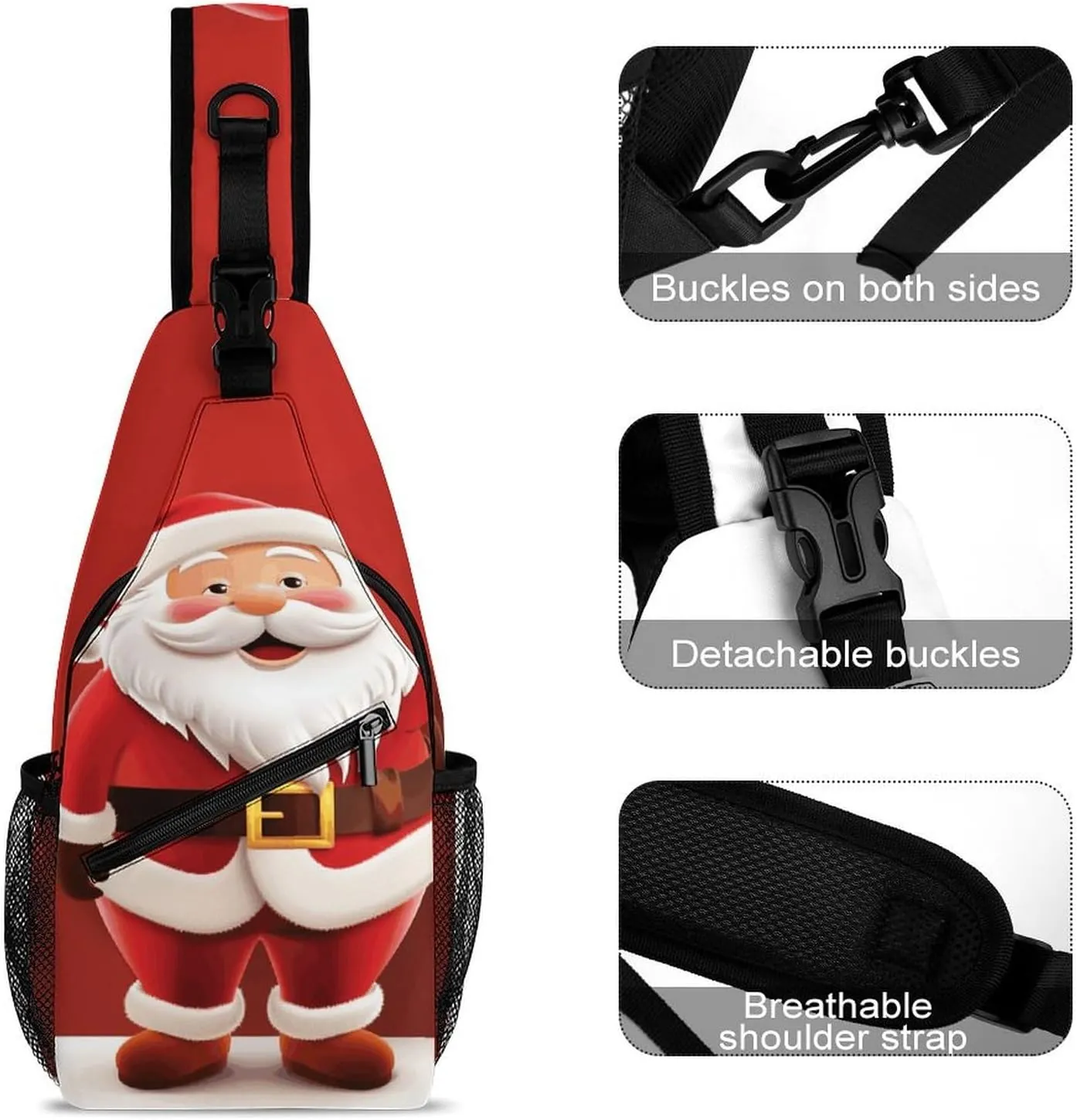 Crossbody Bag for Women Men Chest Bag Cartoon Santa Claus Sling Bag Crossbody Shoulder Bag Sling Backpack
