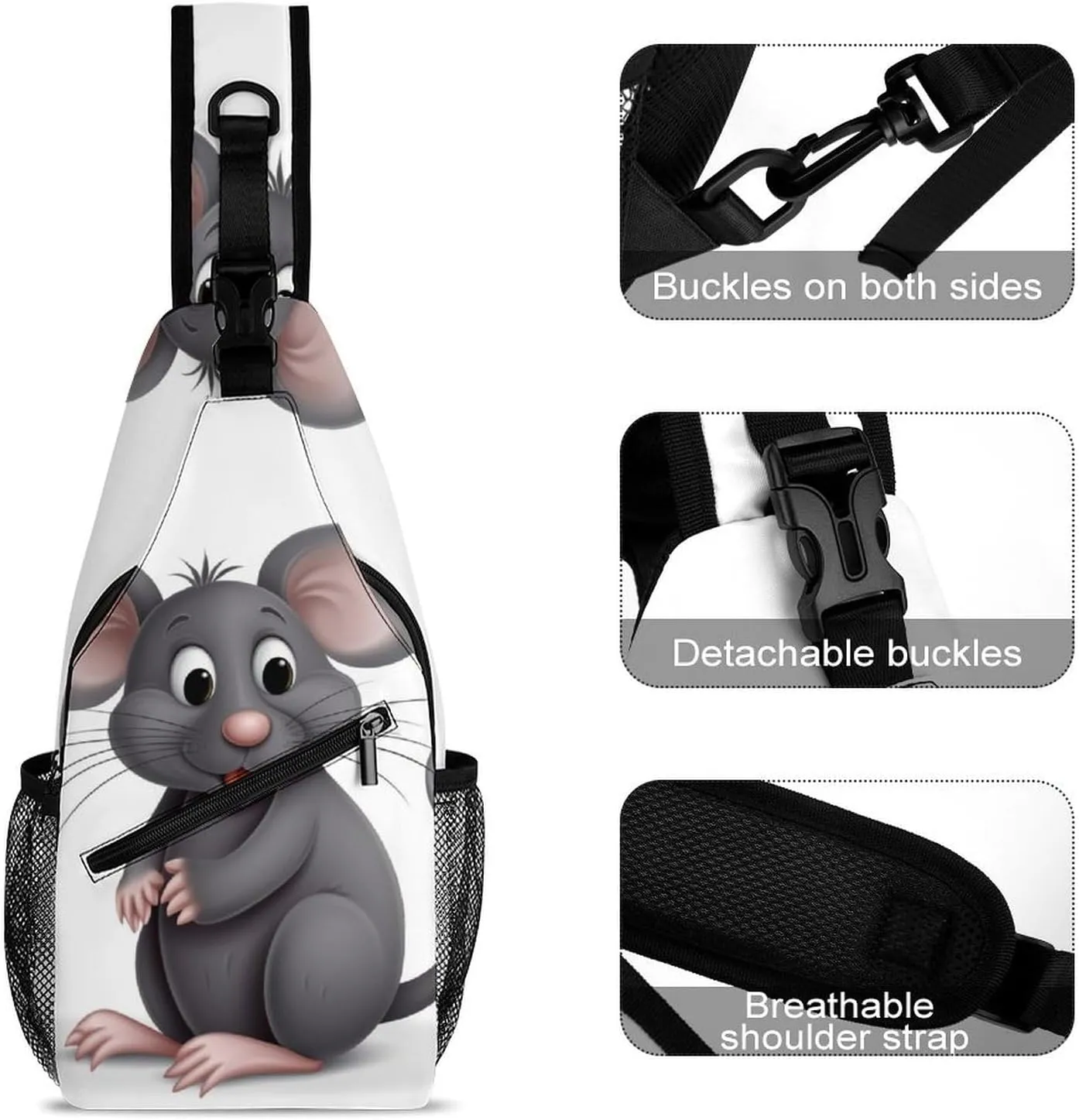 Crossbody Bag for Women Men Chest Bag Harp Seal Painting Sling Bag Crossbody Shoulder Bag Sling Backpack