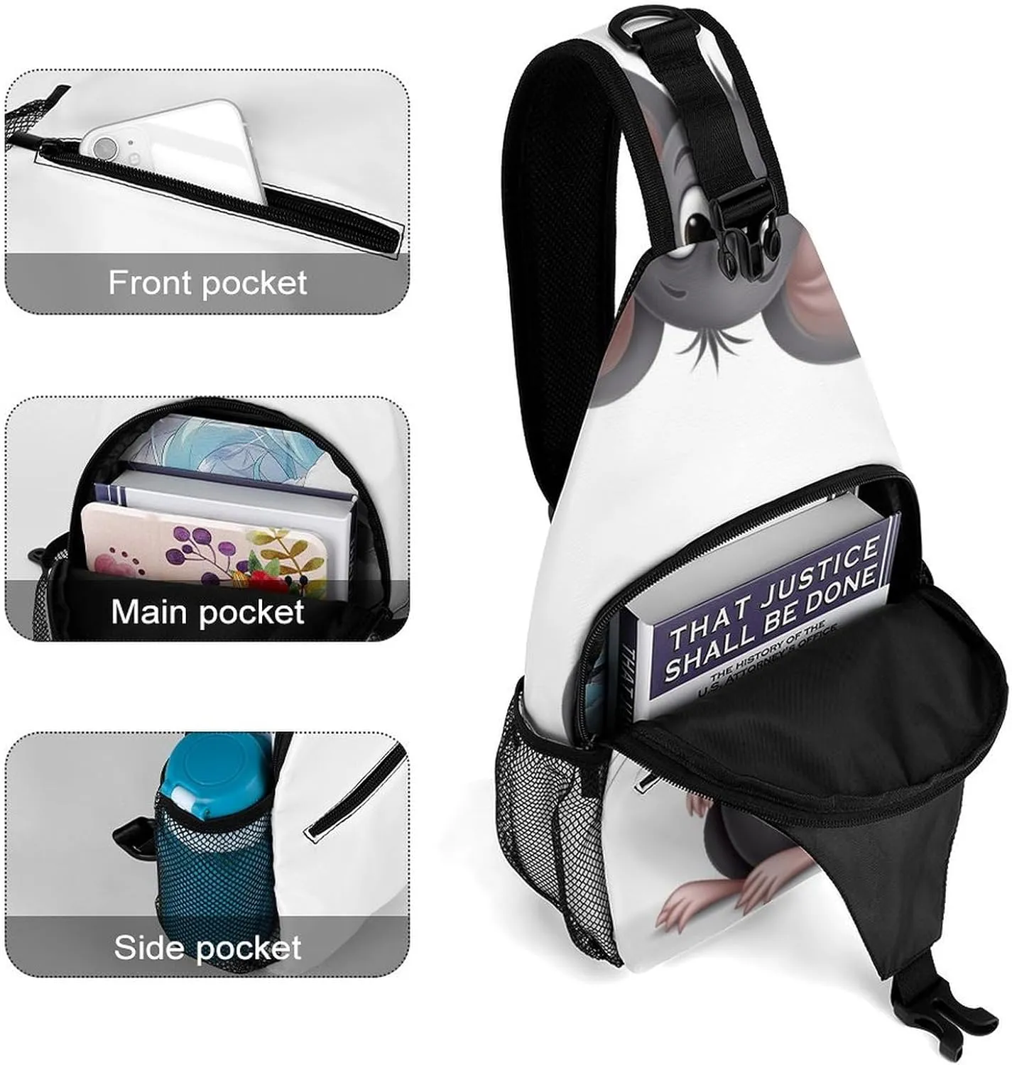 Crossbody Bag for Women Men Chest Bag Harp Seal Painting Sling Bag Crossbody Shoulder Bag Sling Backpack