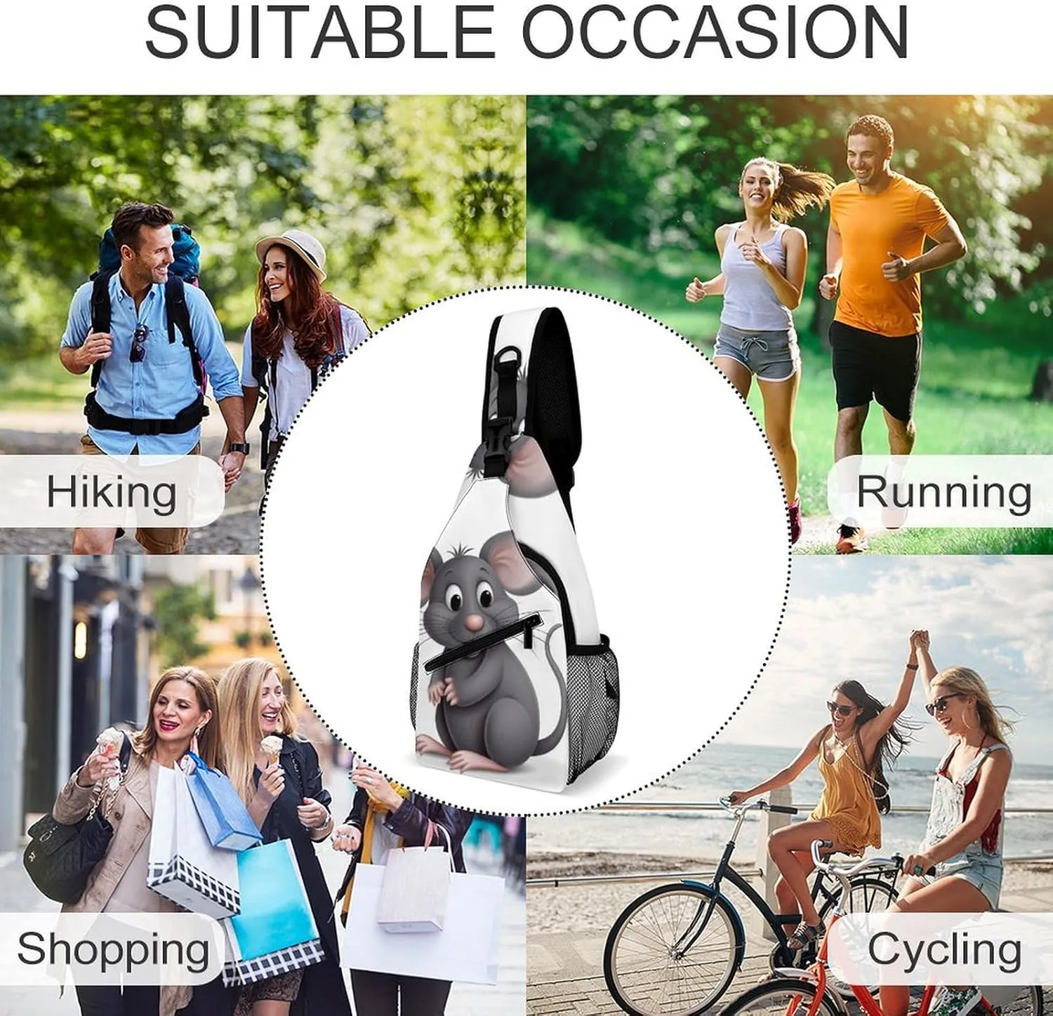 Crossbody Bag for Women Men Chest Bag Harp Seal Painting Sling Bag Crossbody Shoulder Bag Sling Backpack