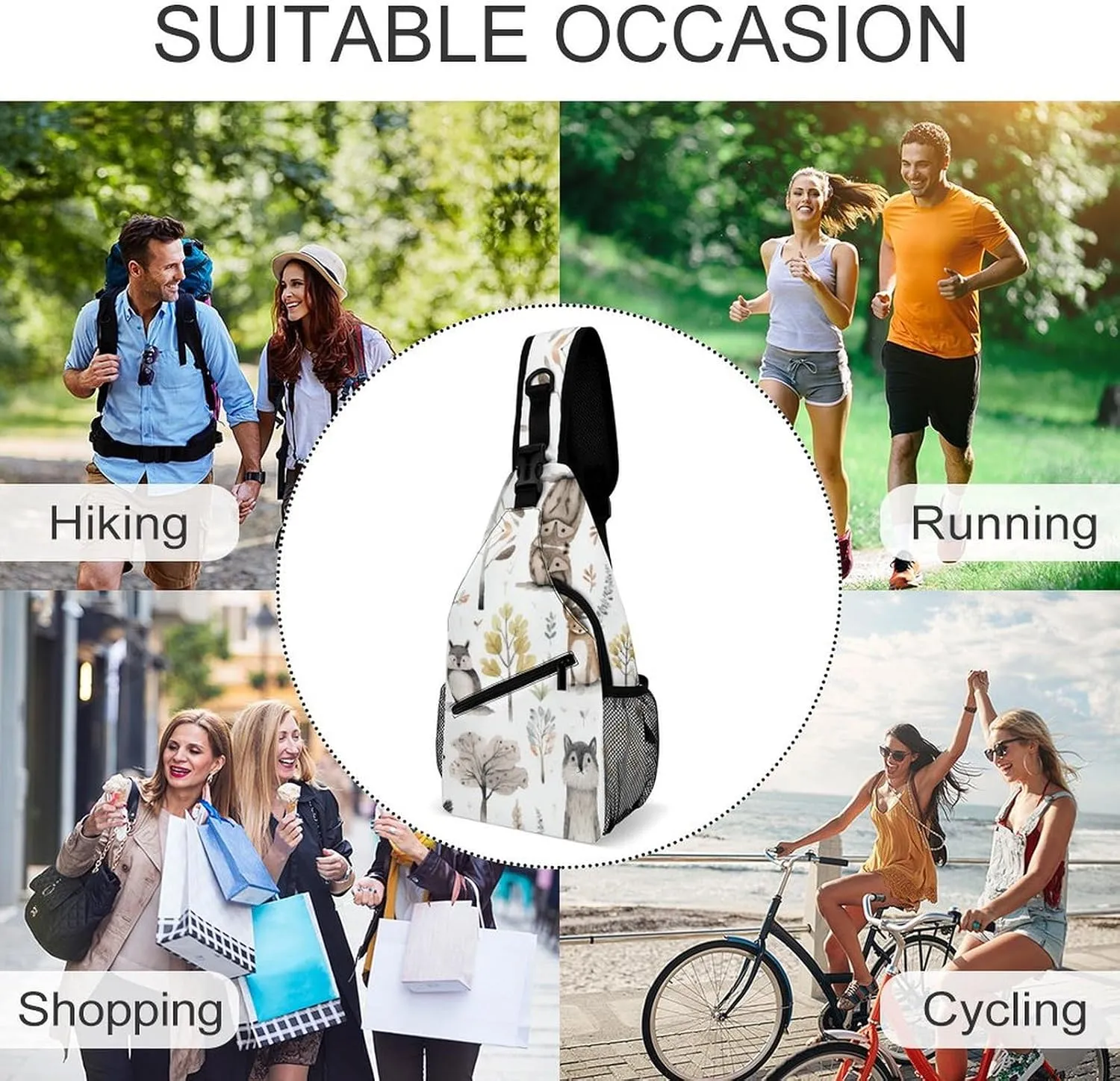 Crossbody Bag for Women Men Chest Bag Light Blue Pizza Slice Sling Bag Crossbody Shoulder Bag Sling Backpack