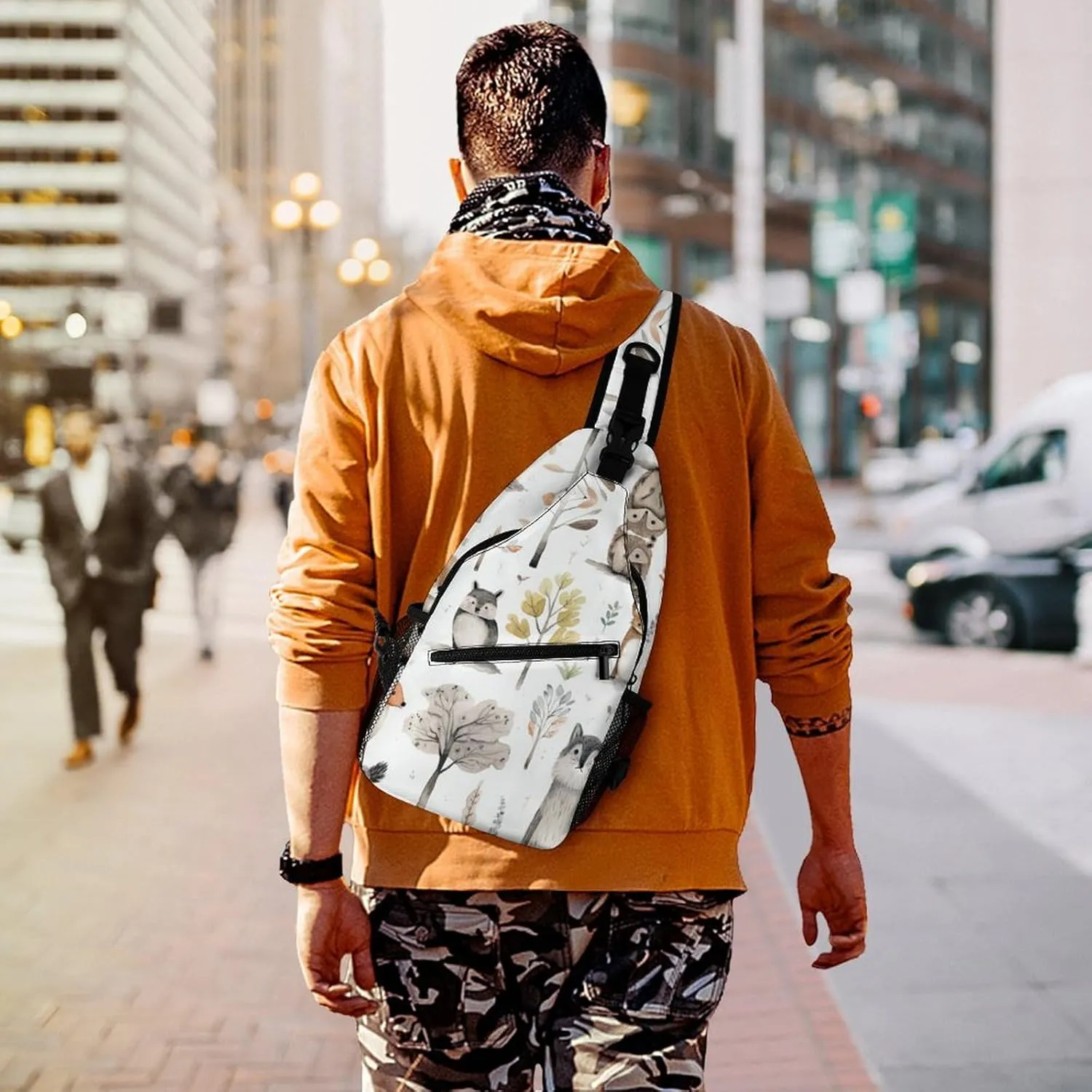Crossbody Bag for Women Men Chest Bag Light Blue Pizza Slice Sling Bag Crossbody Shoulder Bag Sling Backpack
