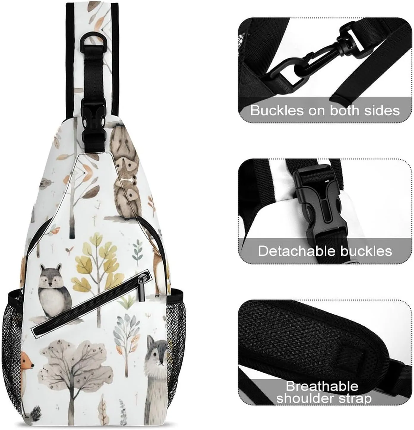 Crossbody Bag for Women Men Chest Bag Light Blue Pizza Slice Sling Bag Crossbody Shoulder Bag Sling Backpack