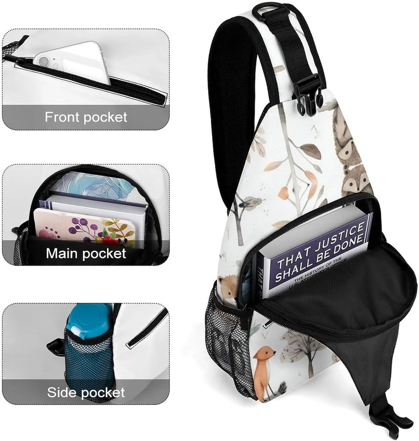 Crossbody Bag for Women Men Chest Bag Light Blue Pizza Slice Sling Bag Crossbody Shoulder Bag Sling Backpack